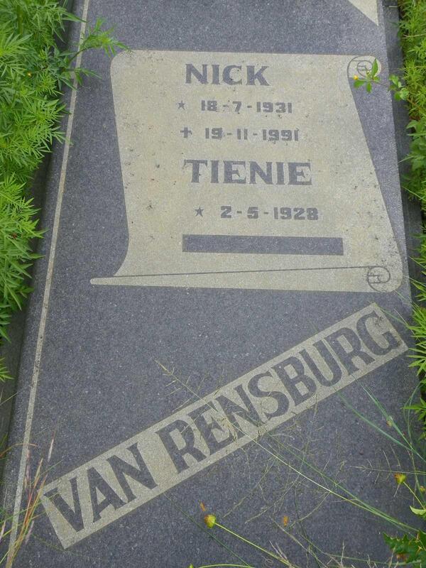 RENSBURG Nick, van 1931-1991 & Tienie 1928-