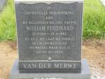 MERWE William Ferdinand, van der 1921-1982