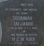 TALJAARD Susannah 1918-1983 :: DE KOCK M.C. 1945-1973
