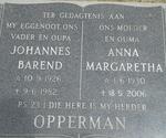 OPPERMAN Johannes Barend 1926-1982 & Anna Margaretha 1930-2006