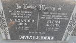 CAMPBELL Alexander John 1911-1980 & Elena Aletta 1916-1991