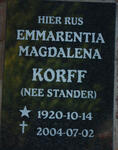 KORFF Emmarentia Magdalena nee STANDER 1920-2004