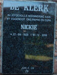 KLERK Nickie, de 1920-2006
