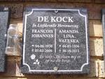 KOCK Francois Johannes, de 1930-2009 & Amanda Lina Valeska 1936-2013