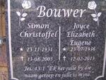 BOUWER Simon Christoffel 1931-2005 & Joyce Elizabeth Eugene 1936-2013