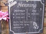 HENNING Herman 1932-2013 & Ena 1941-