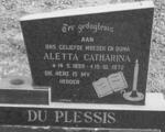 PLESSIS Aletta Catharina, du 1899-1972