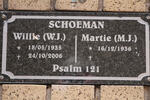 SCHOEMAN W.J. 1935-2006 & M.J. 1936-