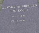 GROBLER Elizabeth nee DE KOCK 1897-1992