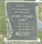 MATTHEE Jacobus Stefanus de Wet 1897-1974