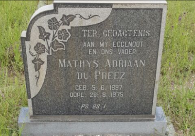 PREEZ  Mathys Adriaan, du 1897-1975
