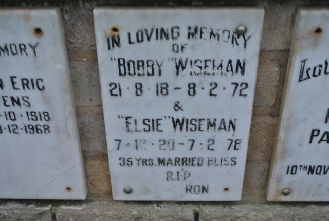 WISEMAN Bobby 1918-1972 & Elsie 1920-1978