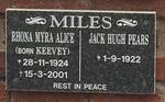 MILES Jack Hugh Pears 1922- & Rhona Myra Alice KEEVEY 1924-2001