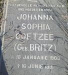 COETZEE Johanna Sophia nee BRITZ 1903-1991