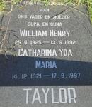 TAYLOR William Henry 1925-1992 & Catharina Yda Maria 1921-1997