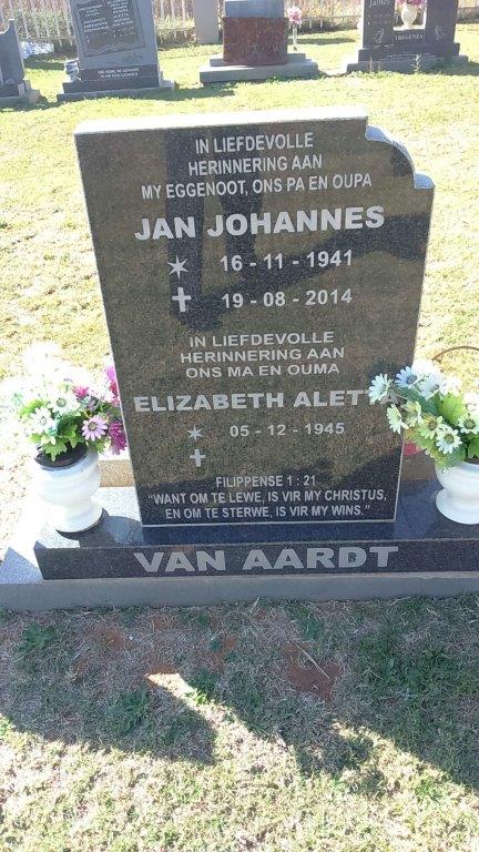 AARDT Jan Johannes, van 1941-2014 & Elizabeth Aletta 1945-