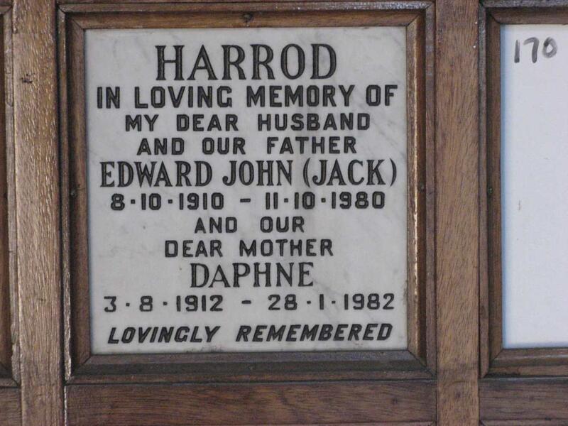 HARROD Edward John 1910-1980 & Daphne 1912-1982
