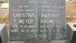MEYER Matthys P.H. 1894-1953 & Christina F. 1889-1970
