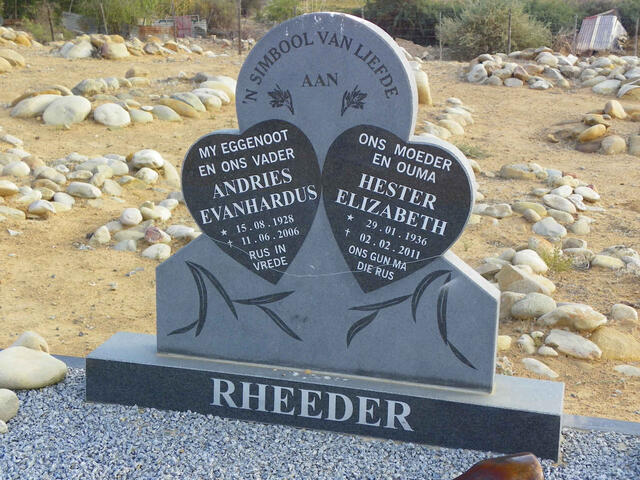 RHEEDER Andries Evanhardus 1928-2006 & Hester Elizabeth 1936-2011