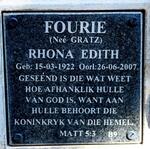 FOURIE Rhona Edith nee GRATZ 1922-2007