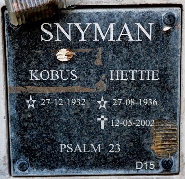 SNYMAN Kobus 1932- & Hettie 1936-2002