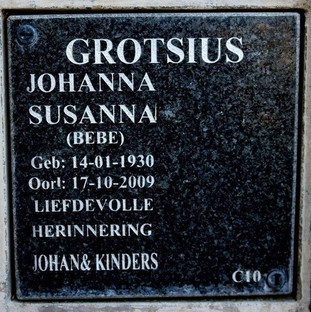 GROTSIUS Johanna Susanna 1930-2009
