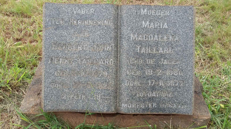 TAILLARD Herbert John Henry 18?9-1925 & Maria Magdalena DE JAGER 1880-1972