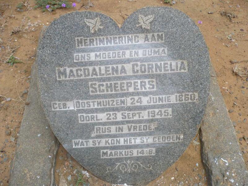 SCHEEPERS Magdalena Cornelia nee OOSTHUIZEN 1860-1945