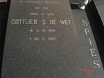 SPIES Gottlieb de Wet 1914-1997 & Hester Carolina 1925-1979