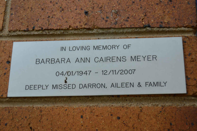 MEYER Barbara Ann Cairens 1947-2007