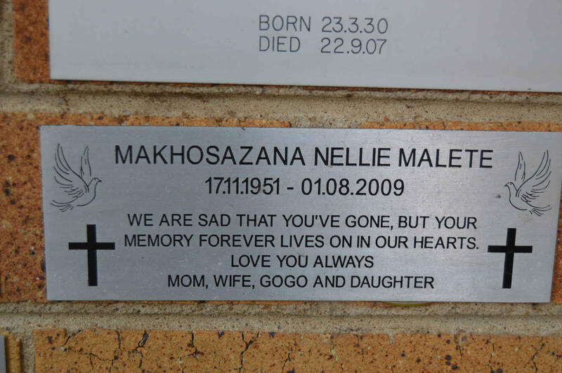 MALETE Makhosazana Nellie 1951-2009
