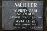 MÜLLER Alfred Carl Nicolaus 1926-2006 & Asta Luise WEHRMANN 1930-2009