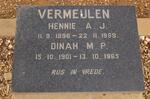 VERMEULEN Hennie H.J. 1896-1959 & Dinah M.P. 1901-1965