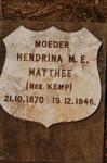 MATTHEE Hendrina M.E. nee KEMP 1870-1946
