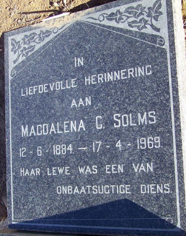 SOLMS Magdalena C. 1884-1969