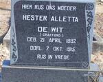 WIT Hester Alletta, de nee CRAFFORD 1882-1915