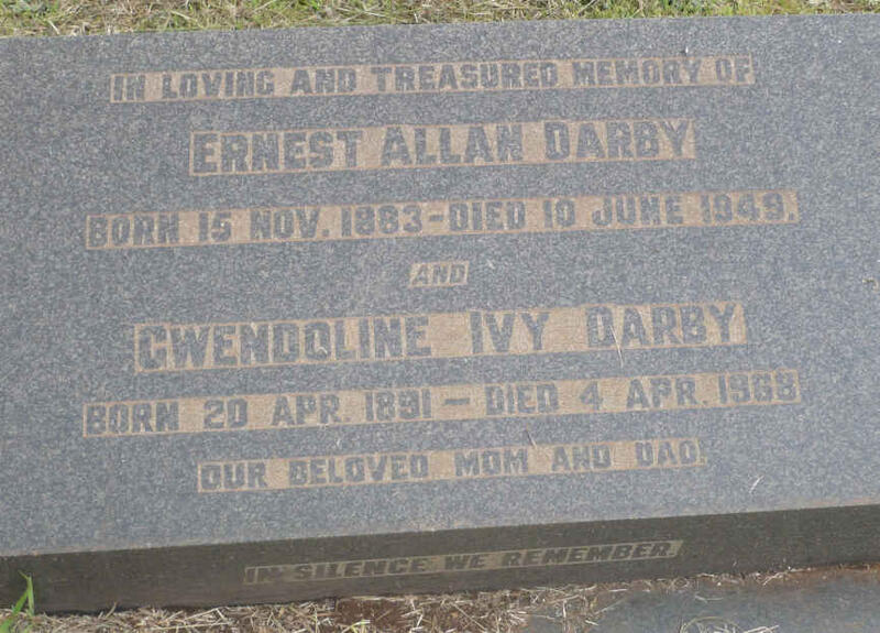DARBY Ernest Allan 1883-1949 & Gwendoline Ivy 1891-1968