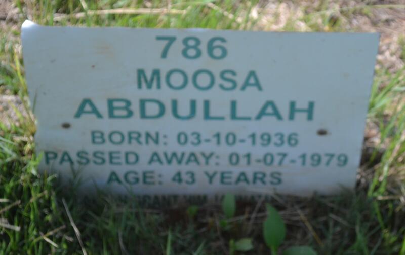 ABDULLAH Moosa 1936-1979