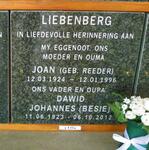 LIEBENBERG Dawid Johannes 1923-2012 & Joan REEDER 1924-1996