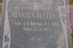 MERWE Martha Aletta, v.d. 1890-1967