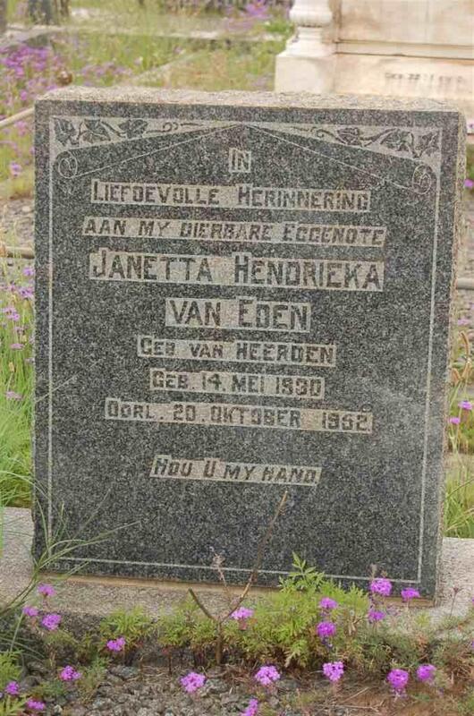 EDEN Janetta Hendrieka nee VAN HEERDEN 1930-1952