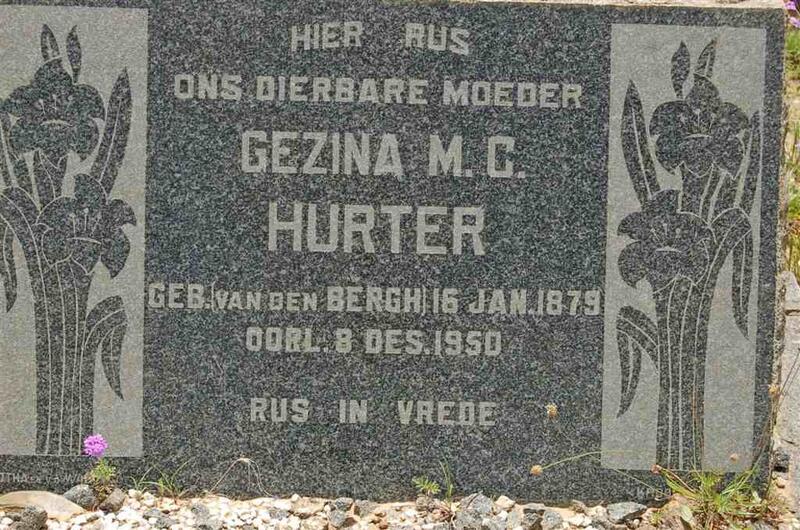 HURTER Gezina M.C. nee VAN DEN BERGH 1879-1950