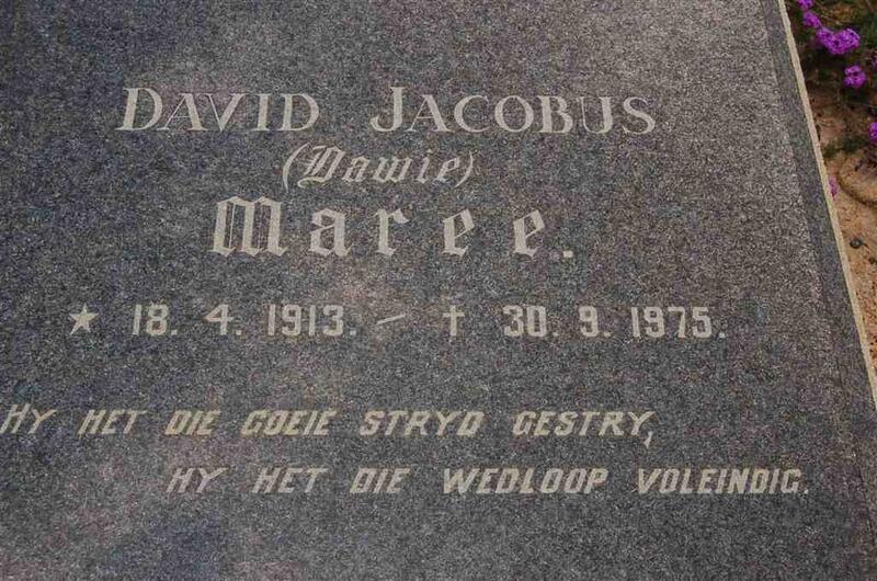 MAREE David Jacobus 1913-1975