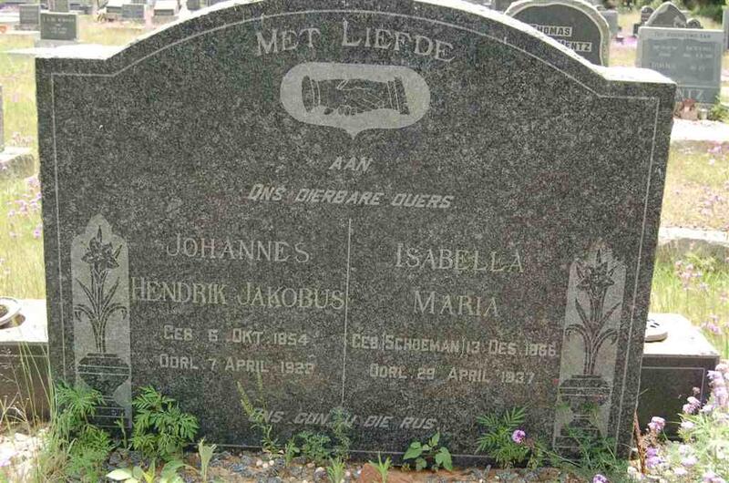 MIENIE Johannes Hendrik Jakobus 1854-1923 & Isabella Maria SCHOEMAN 1866-1937