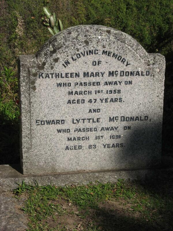 McDONALD Edward Lyttle -1991 & Kathleen Mary -1958
