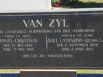 ZYL Daniel Christiaan, van 1884-1955 & Alice Catharina VAN ZYL 1898-1987