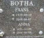 BOTHA Faans 1929-2008 & Anna 1935-2016