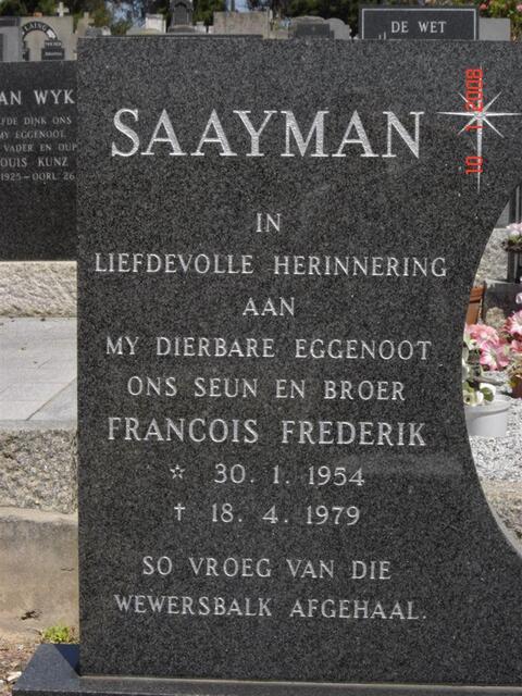 SAAYMAN Francois Frederik 1954-1979