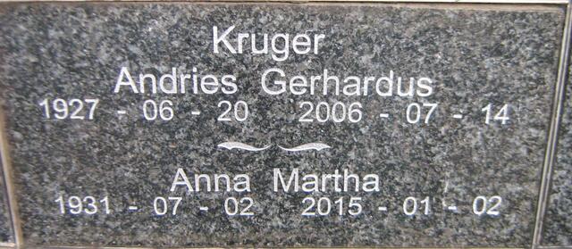 KRUGER Andries Gerhardus 1927-2006 & Anna Martha 1931-2015