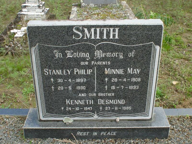 SMITH Stanley Philip 1897-1990 & Minnie May 1908-1993 :: SMITH Kenneth Desmond 1947-1985